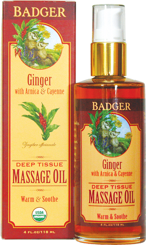 Badger Balm Ginger with Arnica & Cayenne Deep Tissue Massage Oil
