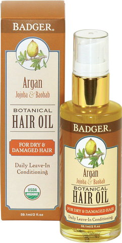 Badger Balm Argan Hair Oil For Dry, Damaged Hair